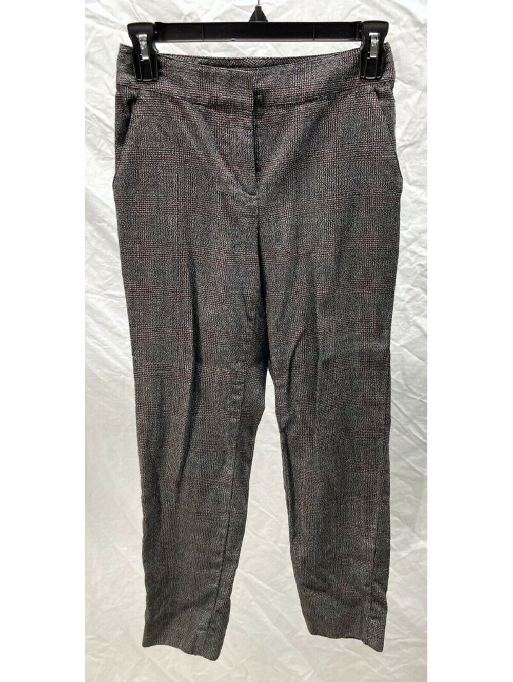 St. John Gray Glen Plaid Slim Ankle Pants 0
